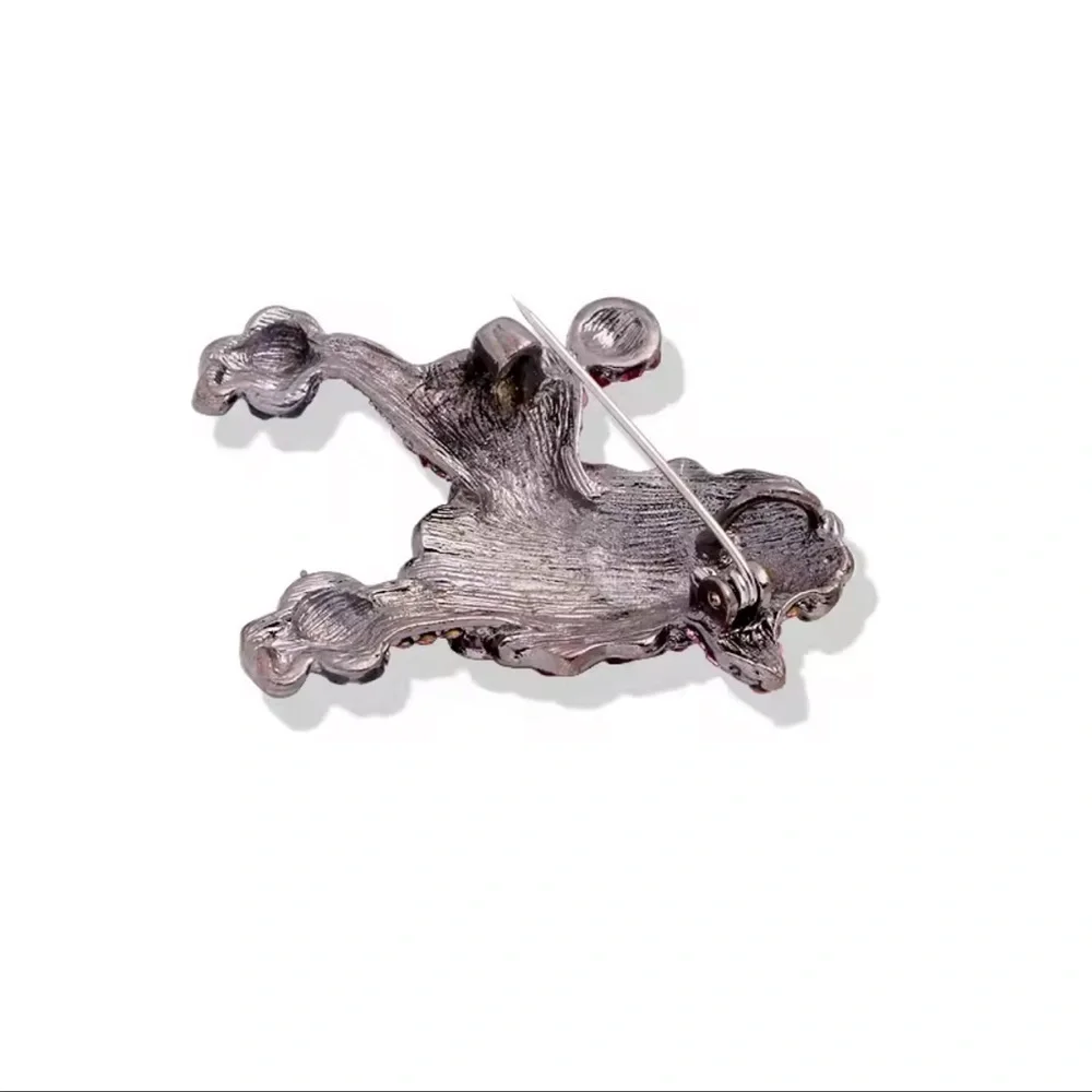 Poodle Amber Crystal Brooch
